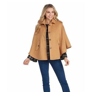 Mudpie Women's One Size Webster Cape Sweater Camel Tan Relaxed Fit Academia New